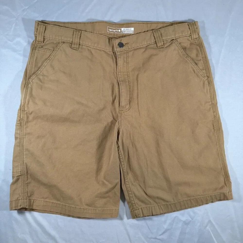 Men's 40 Carhartt Shorts Tan  Rugged Flex Relaxed Fit Canvas Work Model#Bs2514-M